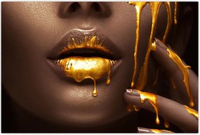 Tablou - Femeie cu buze aurii (90x60 cm)
