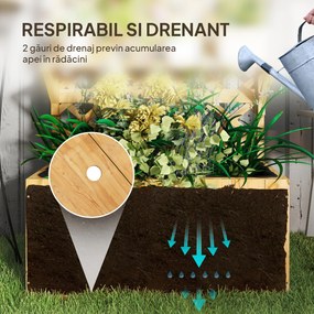 Outsunny Jardinieră din Lemn cu Suport pentru Plante și Orificii de Drenaj, 76x33x177 cm, Natural | Aosom Romania