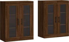 vidaXL Dulapuri montate pe perete 2 buc. stejar maro, lemn prelucrat