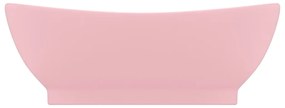 Chiuveta lux cu preaplin, roz mat, 58,5x39 cm ceramica, oval matte pink