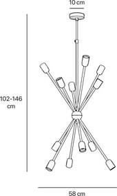 Lustra din alama cu 12 surse de lumina Sputnik