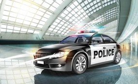 Fototapet - Mașina de poliție (254x184 cm)