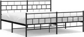 vidaXL Cadru pat metalic cu tăblii de cap/picioare, negru, 183x213 cm