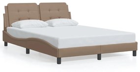 3214100 vidaXL Cadru de pat cu LED, cappuccino, 120x200 cm, piele ecologică