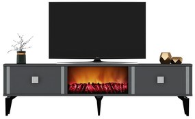 Masă TV/Dulap cu șemineu Tobuvu 2 (antracit + argintiu) . 1095520
