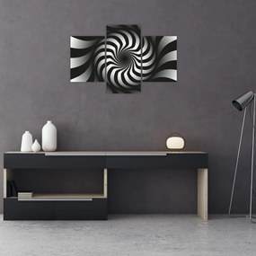 Tablou abstract cu spirala alb neagră (90x60 cm)