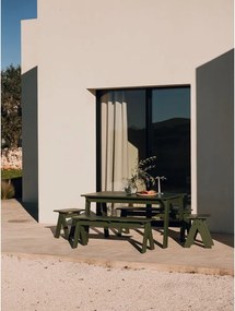 Bancă de grădină verde din lemn masiv Navo – noo.ma