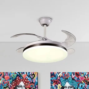 Lustra cu Ventilator, iluminat LED si telecomanda, lame retractabile Vento alb mat/ bronz SV-168311