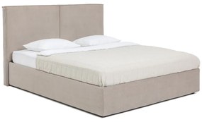 Pat dublu tapițat taupe cu spațiu de depozitare cu saltea / grătar 180x200 cm Thessa Bold - Bonami Selection