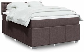 vidaXL Pat box spring cu saltea, maro închis, 140x200 cm, textil