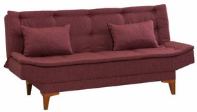 Canapea 3 Locuri, Lemn Solid, Santo, Rosu Bordo