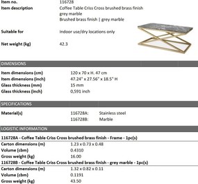 Masuta de cafea design LUX Criss Cross 120x70cm