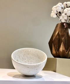 Bol Ceramica NOVA - 14cm: Alb  Gri cu Picatele Visiniu Inchis