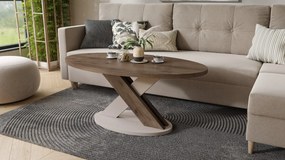 Mazzoni Măsuță de cafea ovală LOXA Nuc Elegant / Bej Taupe - MĂSUȚĂ DE CAFEA 120x65 cm