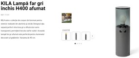 Stalp pentru iluminat exterior IP65 KILA H-40cm fumuriu