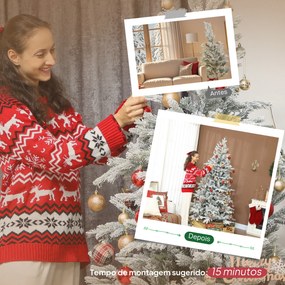 HOMCOM Brad de Crăciun Înzăpezit, cu Bază Metalică Pliabilă, 210cm | Aosom Romania