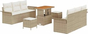 vidaXL Set de canapele pentru grădină cu pernă 9 pcs Bej și crem