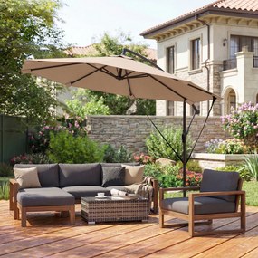 Outsunny Umbrelă cu Braț Lateral 3 m, Umbrelă Banana cu Manivelă, Culoare Bej | Aosom Romania