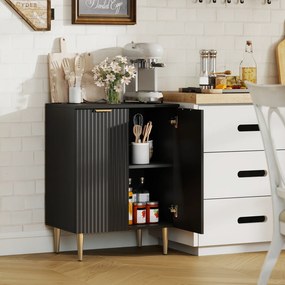 HOMCOM Comodă Modernă cu 2 Uși și Raft Reglabil, Bufet pentru Bucătărie și Living cu Picioare din Metal, Negru | Aosom Romania