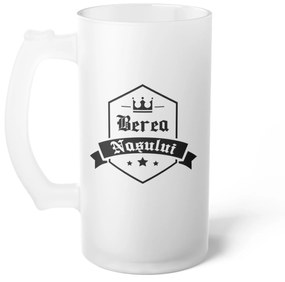 Halba de Bere cu Mesaj "Berea Nașului", 500 ml, transparenta, mata