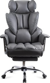 Scaun directorial gri din piele ecologica rezistent pana la 150 kg OFF 413