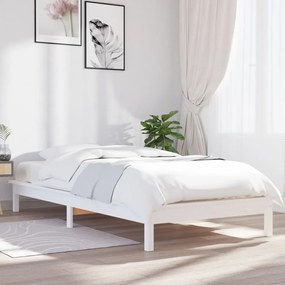 820572 vidaXL Cadru de pat, alb, 90x190 cm, single, lemn masiv de pin