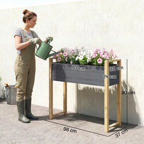 Outsunny Pat de grădină pătrat cu picioare, pat de grădină ridicat, 4 orificii de drenaj și țesătură nețesută, 98 x 37 x 90 cm, gri | Aosom Romania