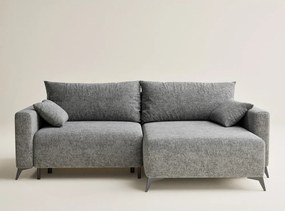 Colțar gri extensibil/cu spațiu de depozitare cu tapițerie din chenille (cu colț pe partea dreaptă/cu șezlong) Leon – Maison de Rêve