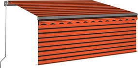vidaXL Copertină manuală cu stor&LED portocaliu&maro 3,5x2,5 m