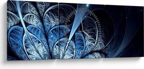 Tablou - Floare albastru închis (cu ceas) (90x30 cm)