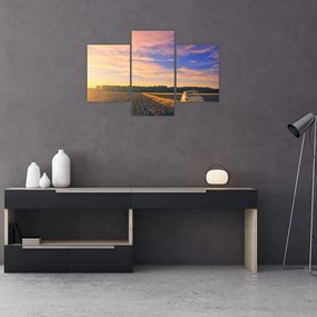 Tablou - Mașină galbenă ăn câmp (90x60 cm)