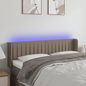 3123476 vidaXL Tăblie de pat cu LED, gri taupe, 147x16x78/88 cm, textil