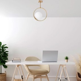Plafonieră aurie cu abajur din sticlă 39x26 cm Dolunay – Opviq lights