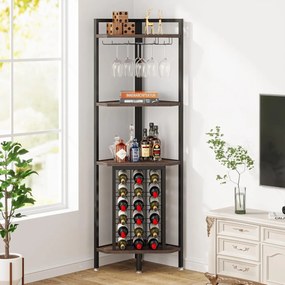 RVI3 - Rafturi Vin pentru colt, 40x40x160 cm, depozitare vin, raft stil industrial, bucatarie, living, dining - Maro