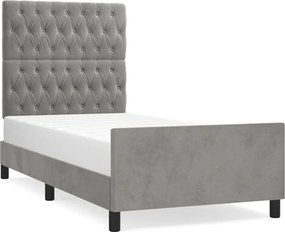 vidaXL Cadru de pat fără saltea, gri deschis, 100x200 cm, catifea
