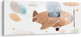 Tablou - Acuarelă elefant într-un avion (120x50 cm)