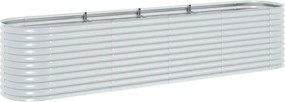 vidaXL Strat înălțat grădină, argintiu 400x80x81 cm, oțel galvanizat