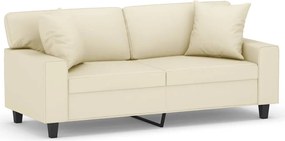 vidaXL Canapea cu 2 locuri cu pernuțe, crem, 140 cm, piele ecologică
