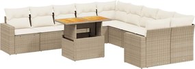 vidaXL Set canapele de grădină cu perne, 11 piese, bej, poliratan
