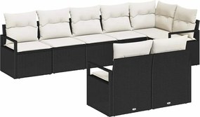 vidaXL Set de canapele pentru grădină 8 pcs Negru și Alb poliratan