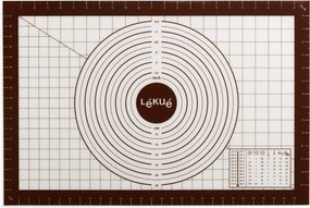 Plansa pentru aluat Lekue 1009484, 60x40 cm, Scala de masurare, Silicon, -20/+220°C, Alb/Maro