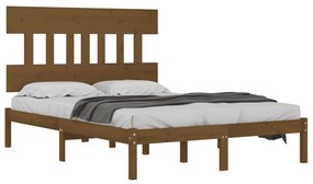 Cadru pat 5FT King Size, maro miere, 150x200 cm, lemn masiv maro miere, 150 x 200 cm