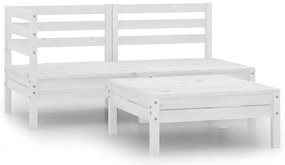 vidaXL Set mobilier de grădină, 3 piese, alb, lemn masiv de pin