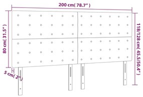 Tablie de pat cu LED, negru, 200x5x118 128 cm, textil 1, Negru, 200 x 5 x 118 128 cm