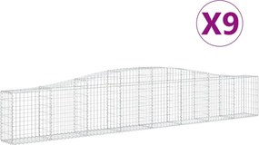 vidaXL Coșuri gabion arcuite 9 buc, 400x30x60/80 cm, fier galvanizat