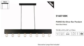 Lustra suspendata pentru bar sau masa cu 8 surse de lumina Piano