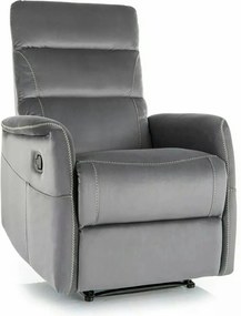Fotoliu recliner SOLON M, stofa catifelata gri - Bluvel 14, 74x86/162x