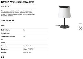 Lampa de masa / Veioza moderna design elegant SAVOY alba