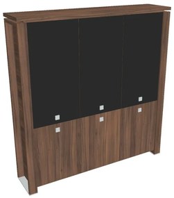 Dulap înalt Verno+ 200 x 46 x 210 cm, uși combinate, nuc / negru