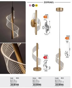 Aplica de perete LED din metal auriu Zofrael
